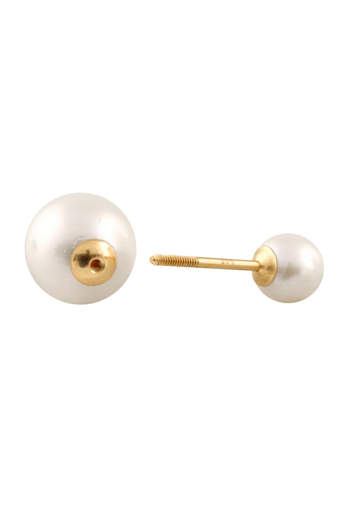 14K Solid Gold 9-9.5mm Freshwater Pearl Screw Back  Stud Earrings